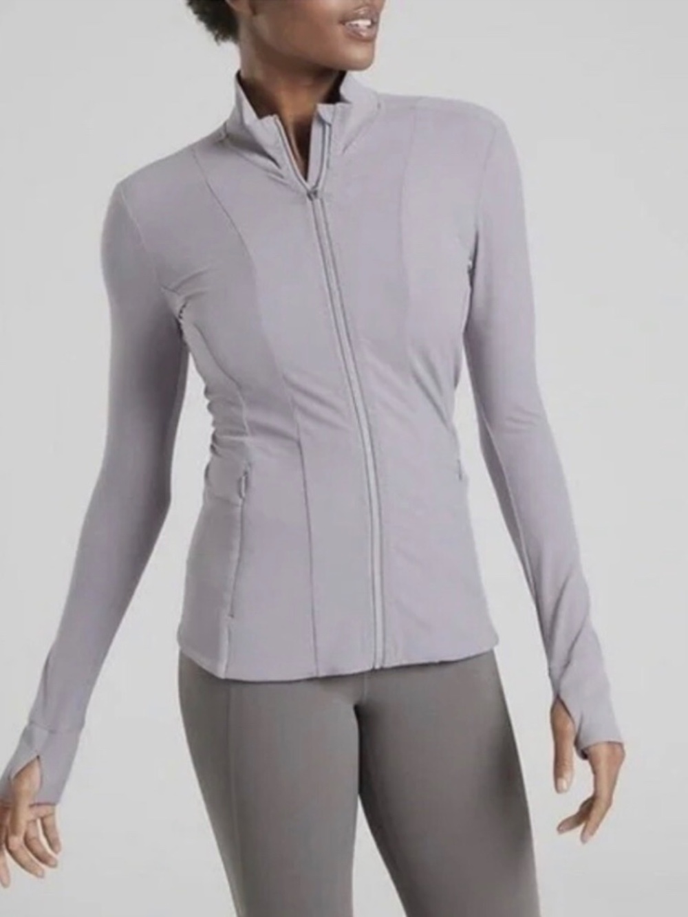 Athleta Shanti Powervita Salutation Zip Front Jacket Purple Lilac SZ M